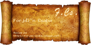 Forján Csaba névjegykártya
