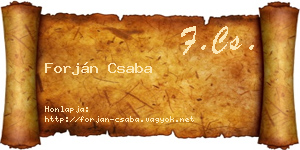Forján Csaba névjegykártya